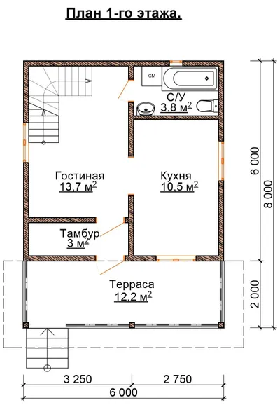 Проект «Дом из бруса 6х8» — фото 6