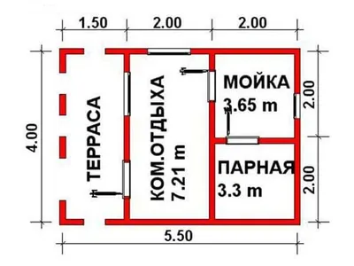 Проект бани из бруса Б-16 — фото 2