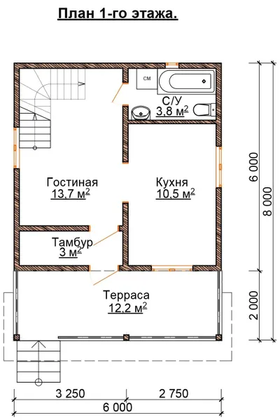 Проект дома из бруса ДБ-81 6х8 — фото 6
