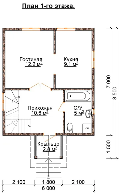 Проект дома из бруса ДБ-69 6х9 — фото 6
