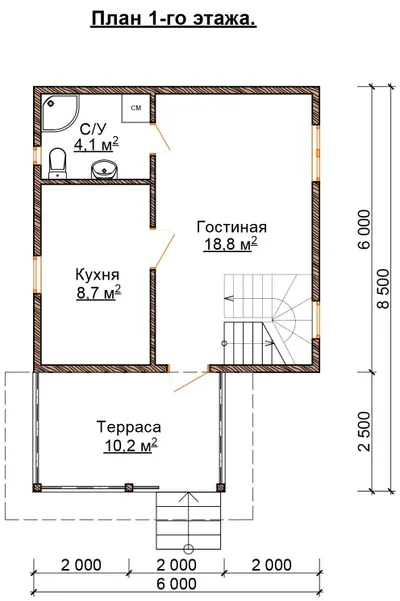 Проект дома из бруса ДБ-66 6х6 — фото 6