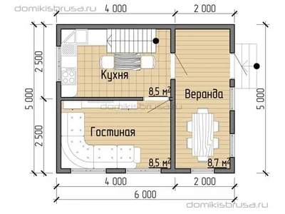 Проект дома из бруса ДБ-16 6х5 — фото 5