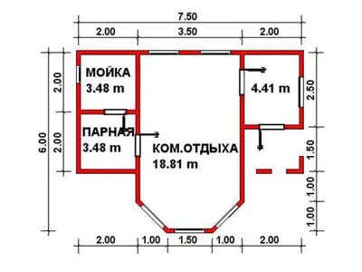 Проект бани из бруса Б-13 — фото 2